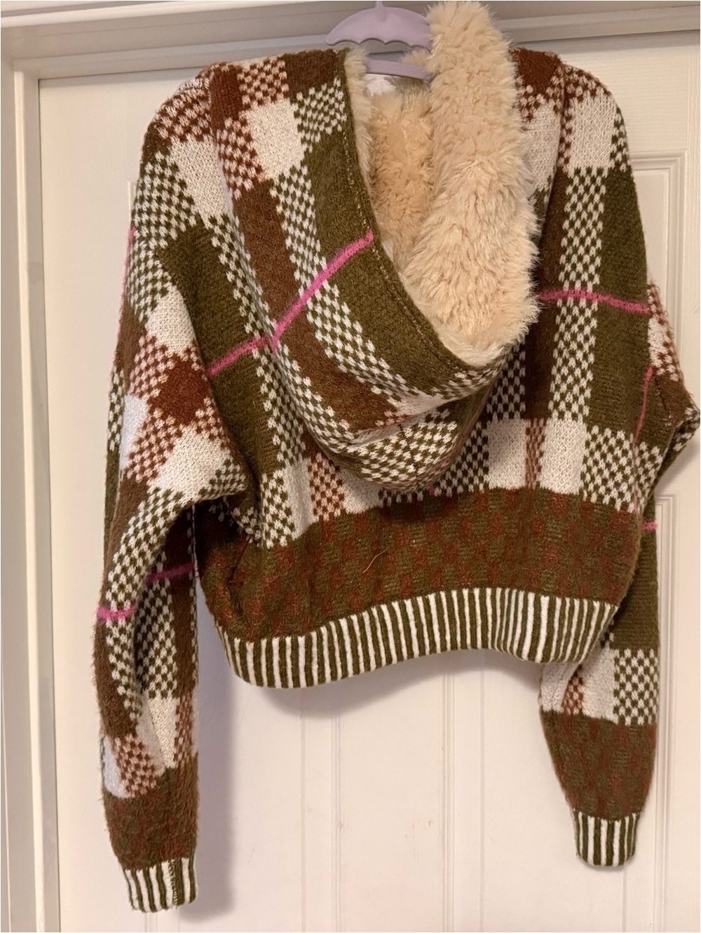 FREE PEOPLE Namesake Faux Fur Lined Hoodie Olive Combo XS - Picture 8 of 9